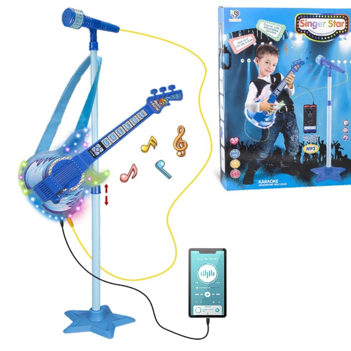 GENERICO - Juguete Guitarra con Microfono Musical Para Niños Karaoke Azul