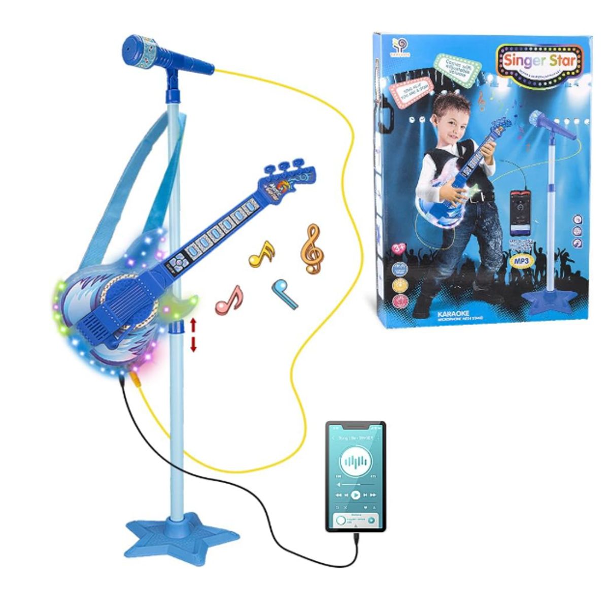 GENERICO - Juguete Guitarra con Microfono Musical Para Niños Karaoke Azul