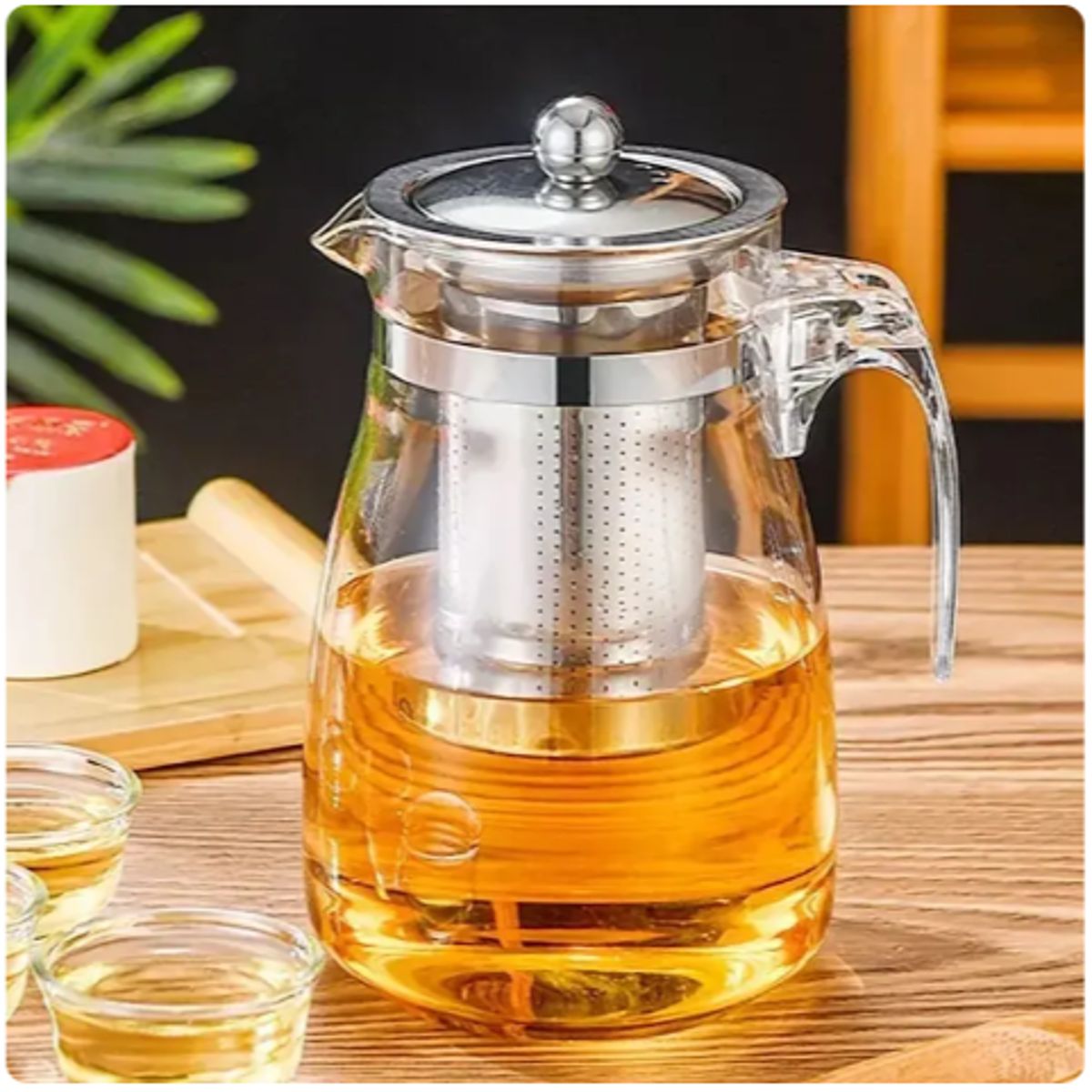 GENERICO - Tetera Té Infusiones Vidrio Con Filtro Acero Inoxidable 750ml