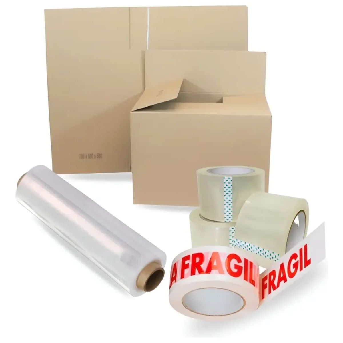 GENERICO - Cajas De Carton 60x40x40 Mudanza/Pack 5 Un + 2 Cinta + 1 Fragil + Fil