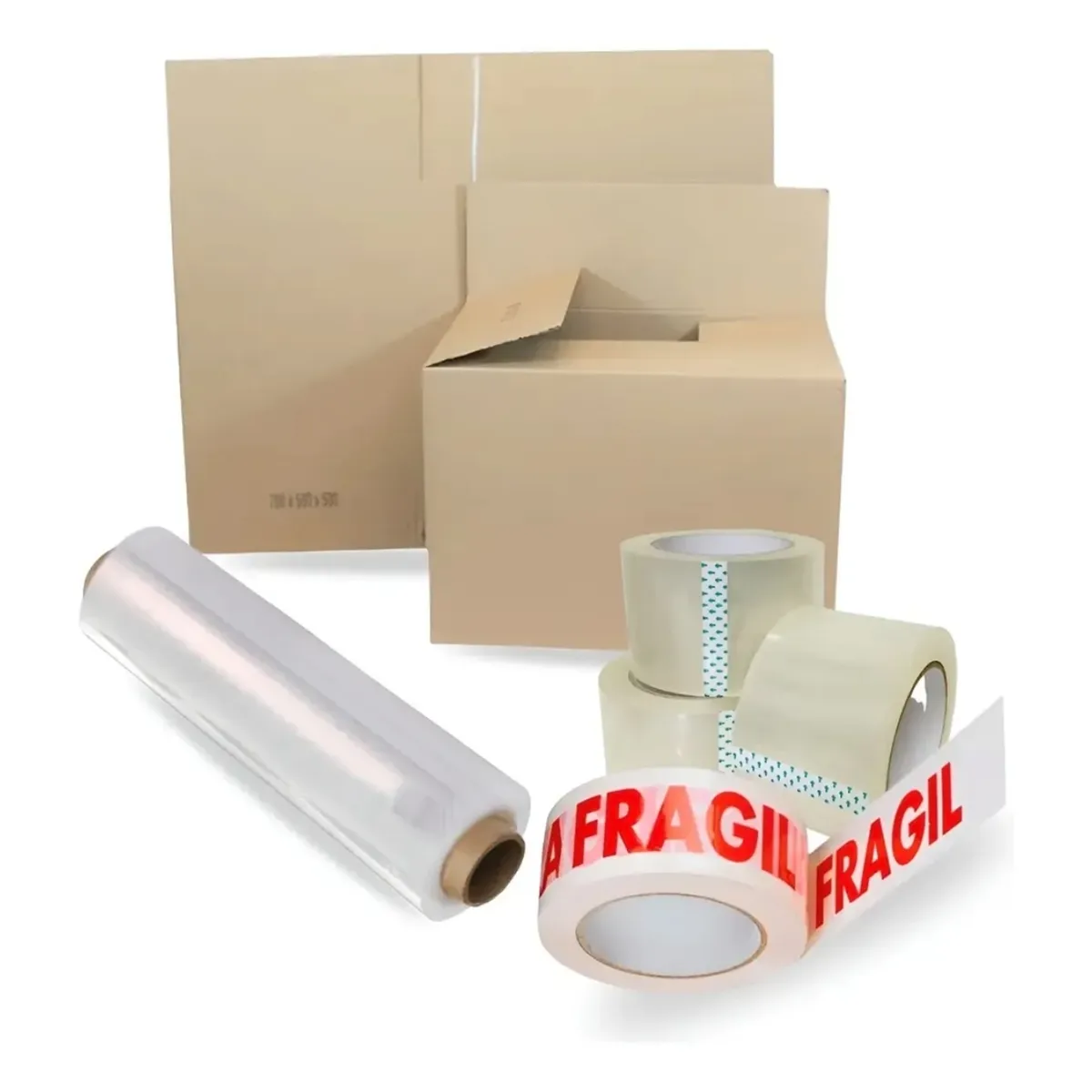 GENERICO - Cajas De Carton 60x40x40 Mudanza/Pack 5 Un + 2 Cinta + 1 Fragil + Fil