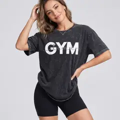 DEXUZ - Polera Oversize Gym Time - Look Retro Aesthetic Prelavada