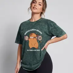 DEXUZ - Polera Oversize Capybara - Vintage Gym Look Prelavada