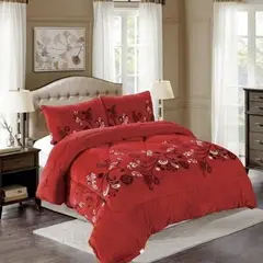 GENERICO - Cobertor De Invierno Plush Chiporro 1.5 Plazas Color Rojo Diseño Floral