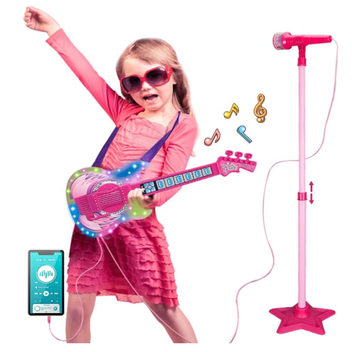 GENERICO - Juguete Guitarra con Microfono Musical Para Niñas Karaoke Rosa