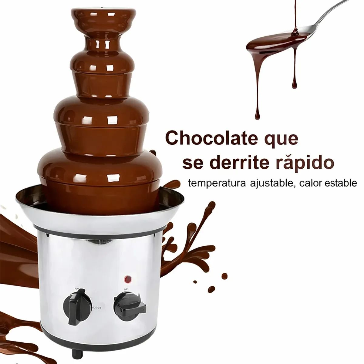 MOVI - Cascada Fuente Chocolate Fondue 4 Niveles Acero Inoxidable