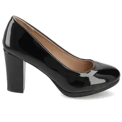 NEW WALK - Zapato Taco Ancho Charol Negro