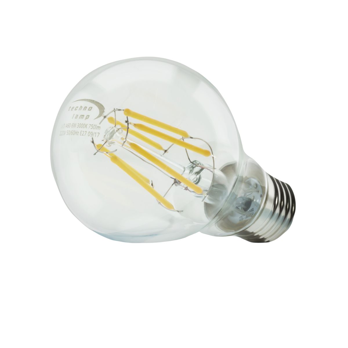 TECHNOLAMP - Ampolleta Led Filamento 6W A60 3000K E27 750Lm
