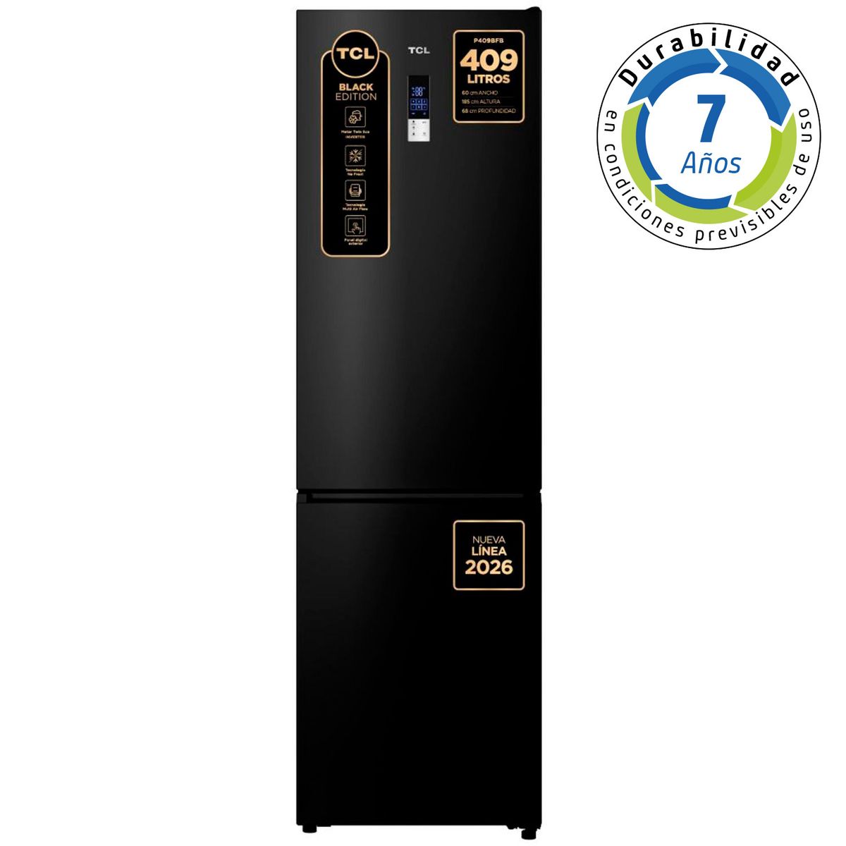 Refrigerador Bottom Freezer TCL 409L No Frost P409BFB, marca TCL - Foto Principal