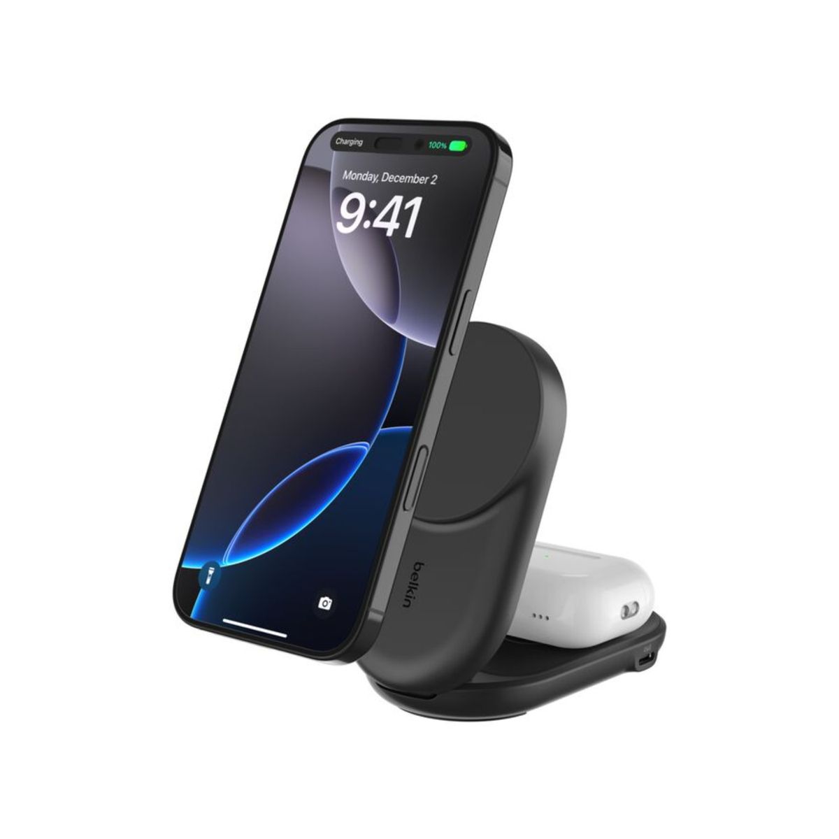 BELKIN - Base de carga 2 en 1 plegable UltraCharge Qi2 25W