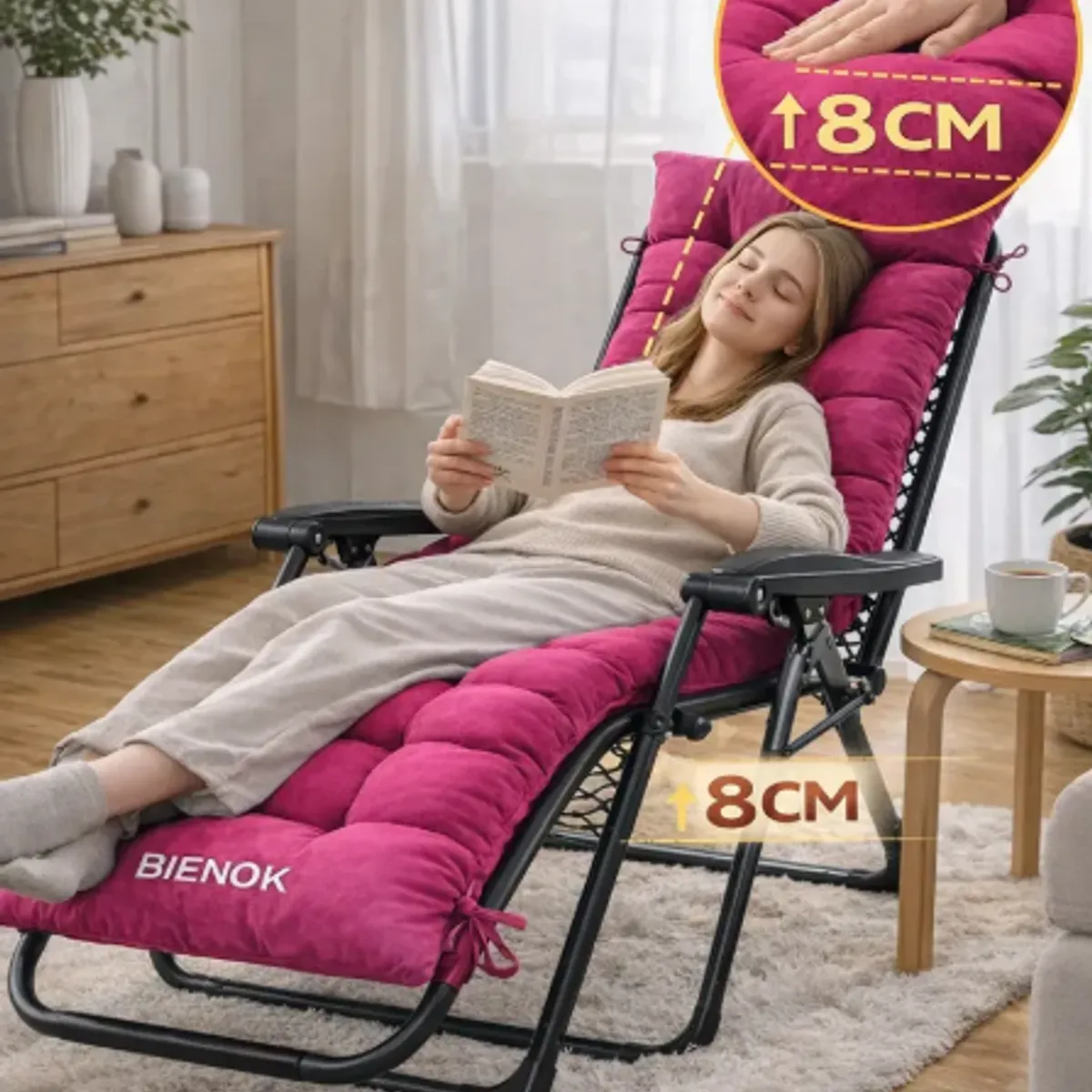 GENERICO - Cojín Acolchado Para Silla Reposera Terraza Ajustable FUCSIA