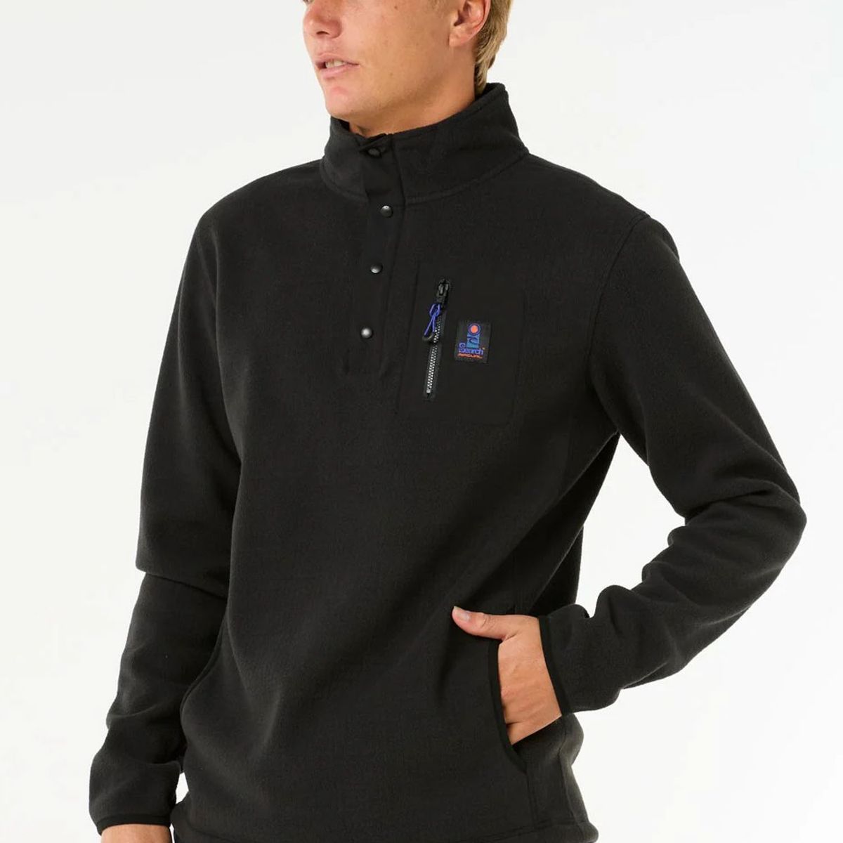 RIP CURL - Poleron Polar Brava Negro Hombre Rip Curl