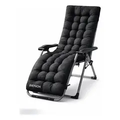 GENERICO - Cojín Acolchado Para Silla Reposera Terraza Ajustable NEGRO