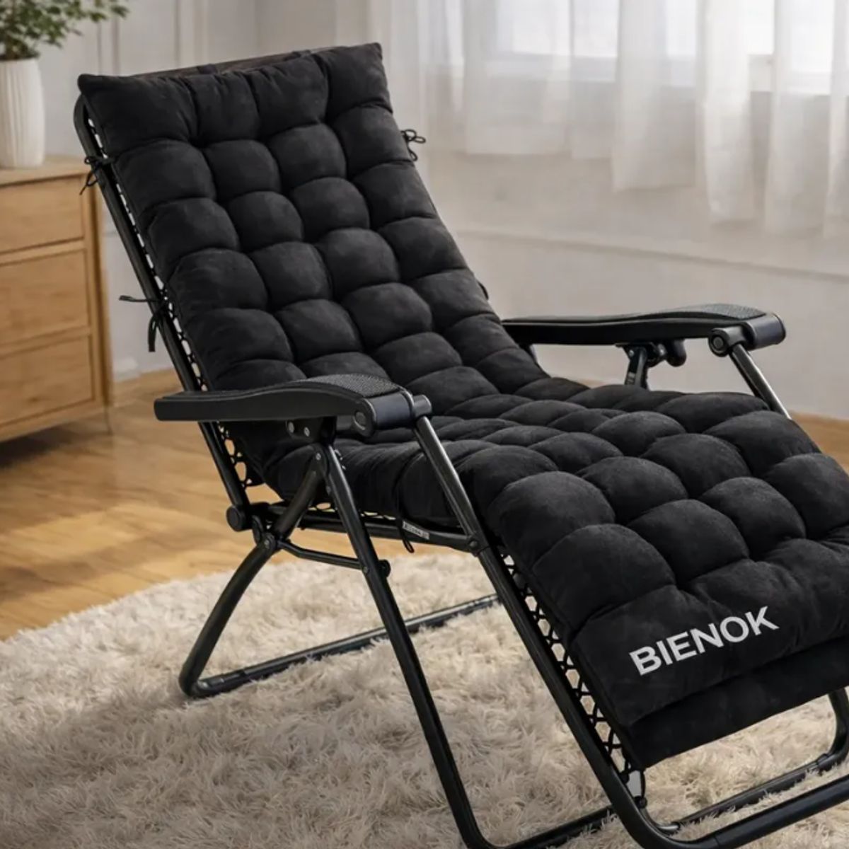 GENERICO - Cojín Acolchado Para Silla Reposera Terraza Ajustable NEGRO
