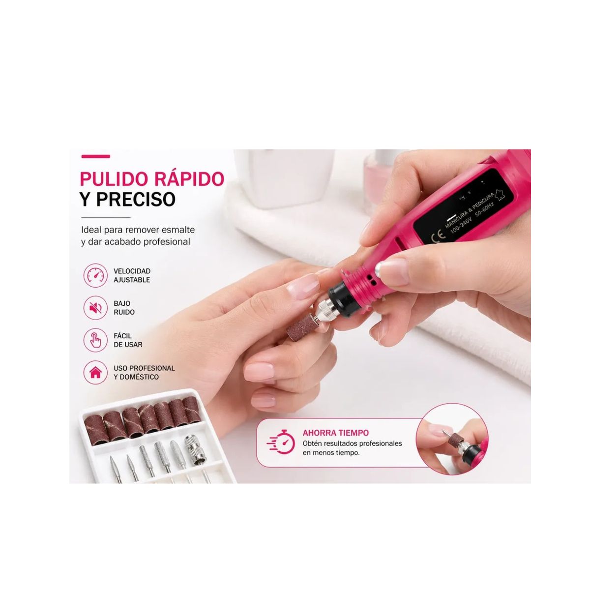 GENERICO - Dremel Uñas Manicure Pedicura Lima Para Uñas Torno - Rosa