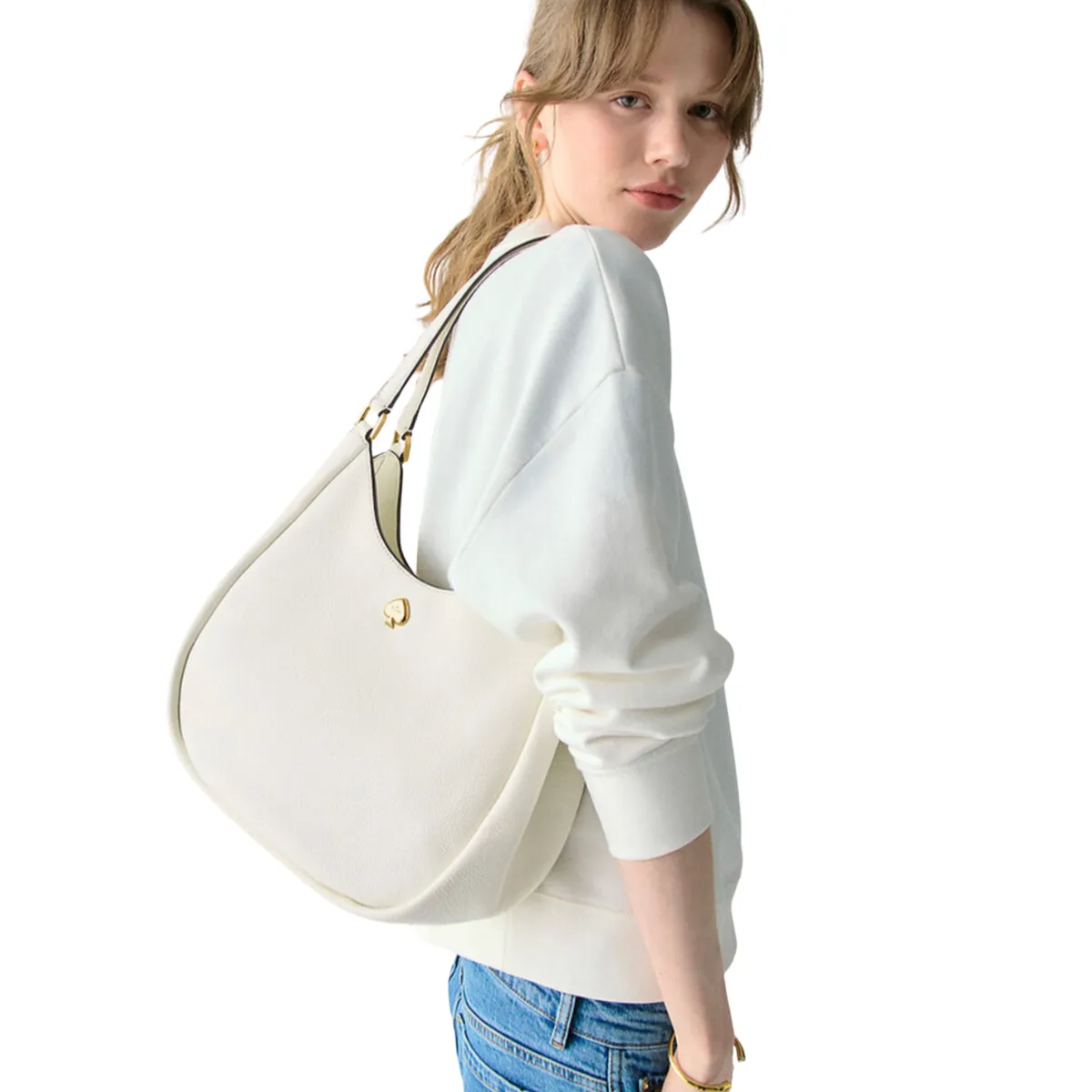 KATE SPADE - Cartera Kate Spade Kayla Grande 3 Separaciones de Cuero Blanca
