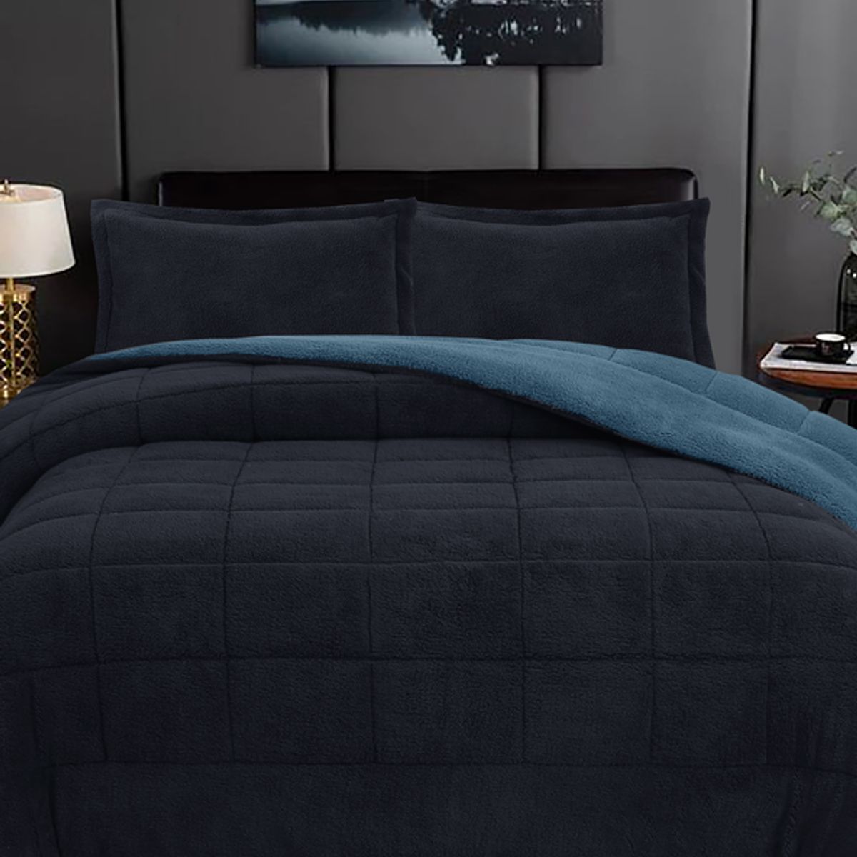 ANDES - PLUMON ANDES SHERPA BICOLOR AZUL 1.5 PL