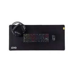 LEVO - Kit Gamer Teclado + Mouse + Audifono + Mousepad XXL - Blanco