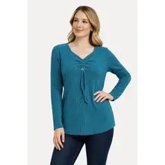 MAGENTA WOMAN - Polera 18 Lanilla Rib Petróleo