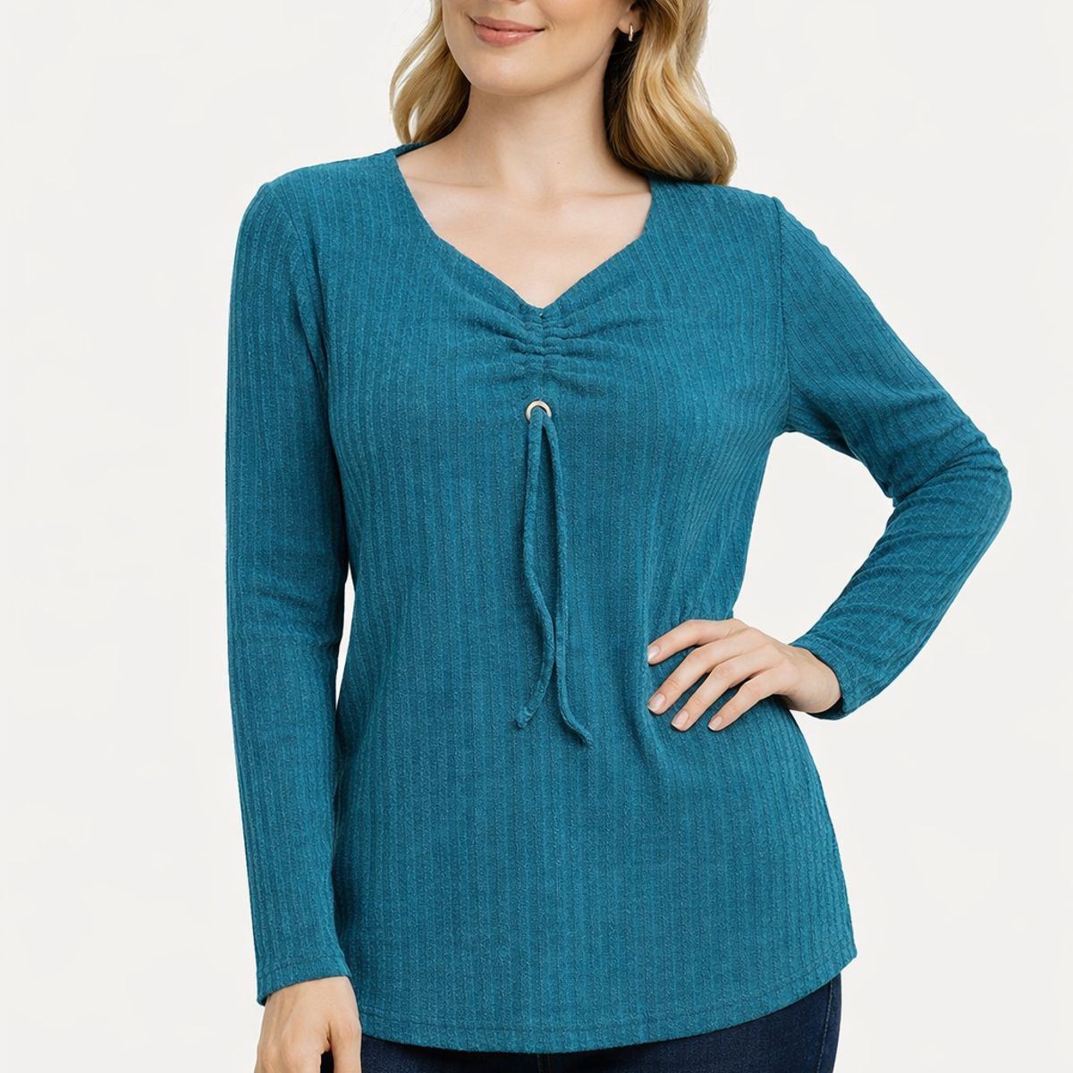 MAGENTA WOMAN - Polera 18 Lanilla Rib Petróleo