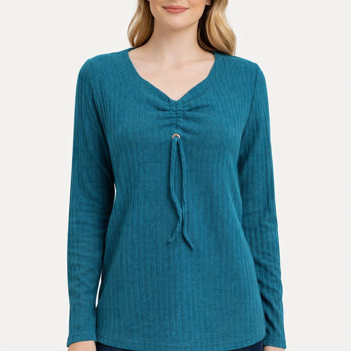 MAGENTA WOMAN - Polera 18 Lanilla Rib Petróleo