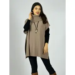 ENIGMATICA BOUTIQUE - Sweater Tipo Poncho Lana Cuello Tortuga