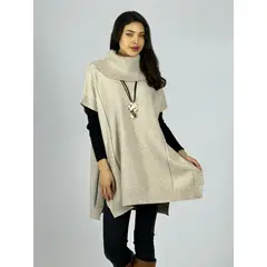 ENIGMATICA BOUTIQUE - Sweater Tipo Poncho Lana Cuello Tortuga