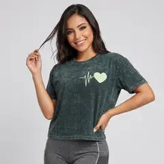 DEXUZ - Polera Mujer Corazón Retro Gym - Ultra Suave Training
