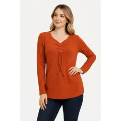 MAGENTA WOMAN - Polera 18 Lanilla Rib Terracota