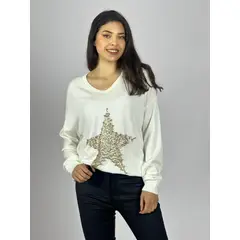 ENIGMATICA BOUTIQUE - Sweater Spandex Estrella Brillos