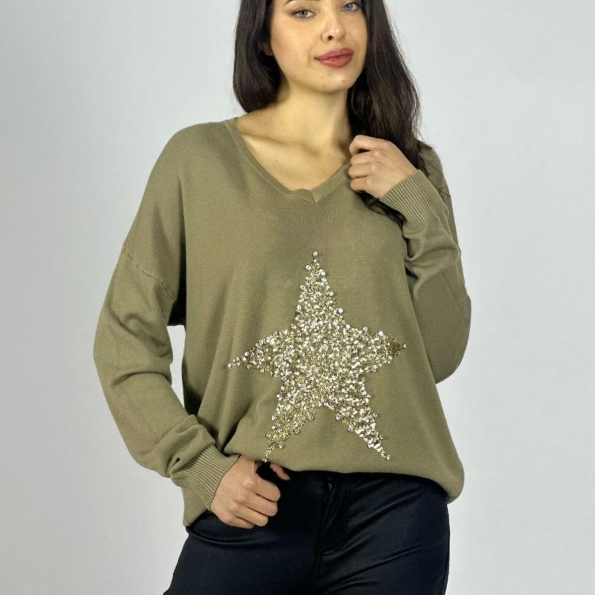 ENIGMATICA BOUTIQUE - Sweater Spandex Estrella Brillos