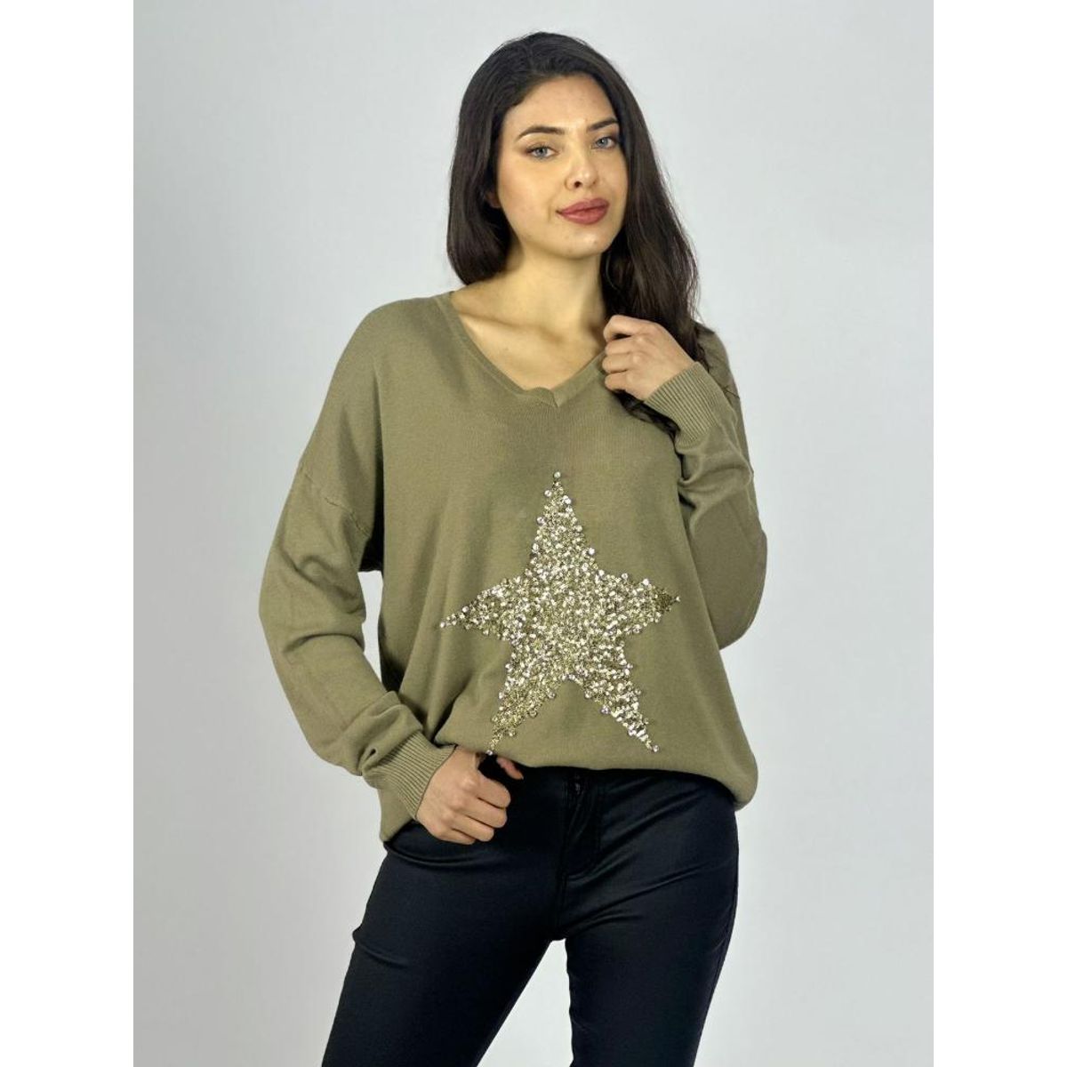 ENIGMATICA BOUTIQUE - Sweater Spandex Estrella Brillos