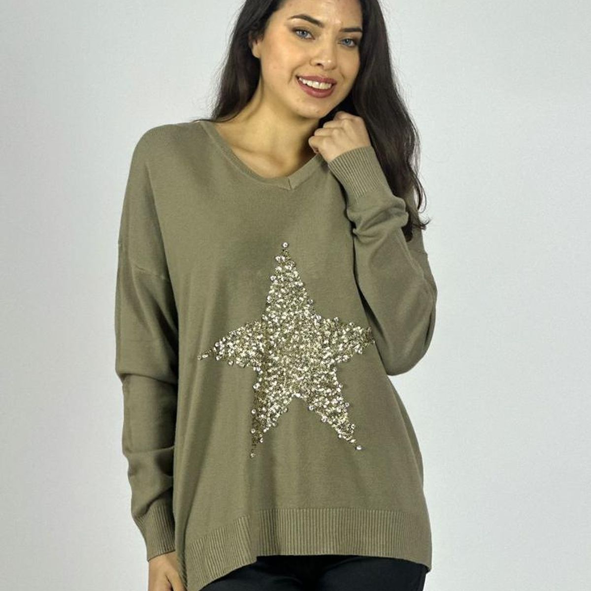 ENIGMATICA BOUTIQUE - Sweater Spandex Estrella Brillos