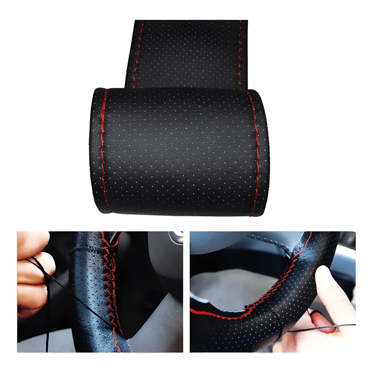 GENERICO - Funda Cubre Volante Cosido Antideslizante Ecocuero para Plus