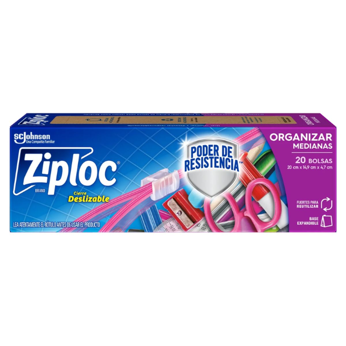 ZIPLOC - 20 Bolsas Con Cierre Para Organizar Medianas Ziploc