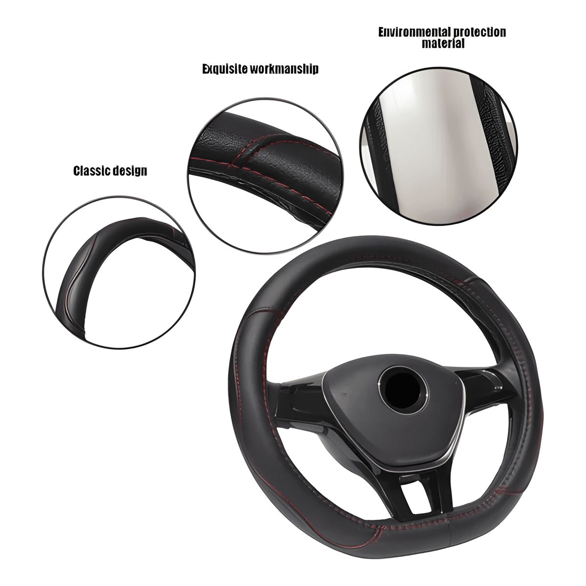 GENERICO - Funda Cubre Volante Tipo D Eco Cuero Antideslizante M27 M27