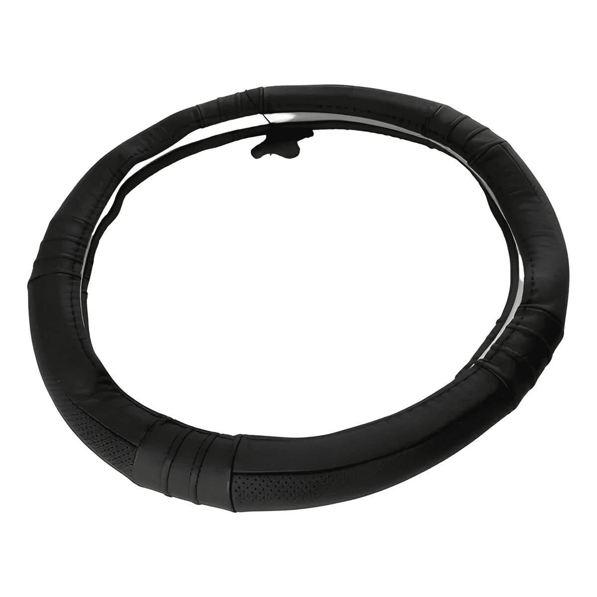 GENERICO - Funda Cubre Volante Cuero Costura Roja y Negra Negro