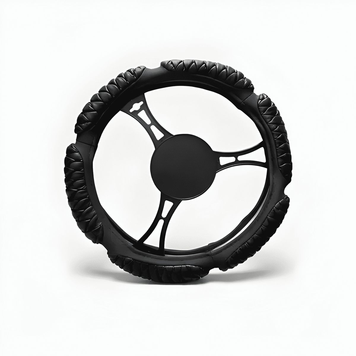 GENERICO - Funda Cubre Volante Acolchado Auto Eco Cuero Negro