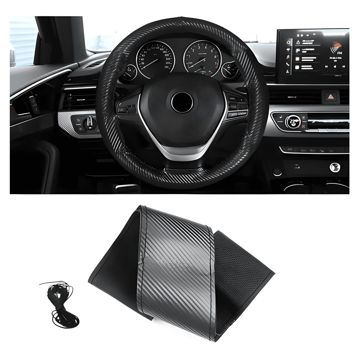 GENERICO - Funda Cubre Volante Cosido para Auto + Hilo y Aguja r&c