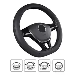 GENERICO - Funda Cubre Volante Tipo D Eco Cuero para Vw 37-38cm Negro