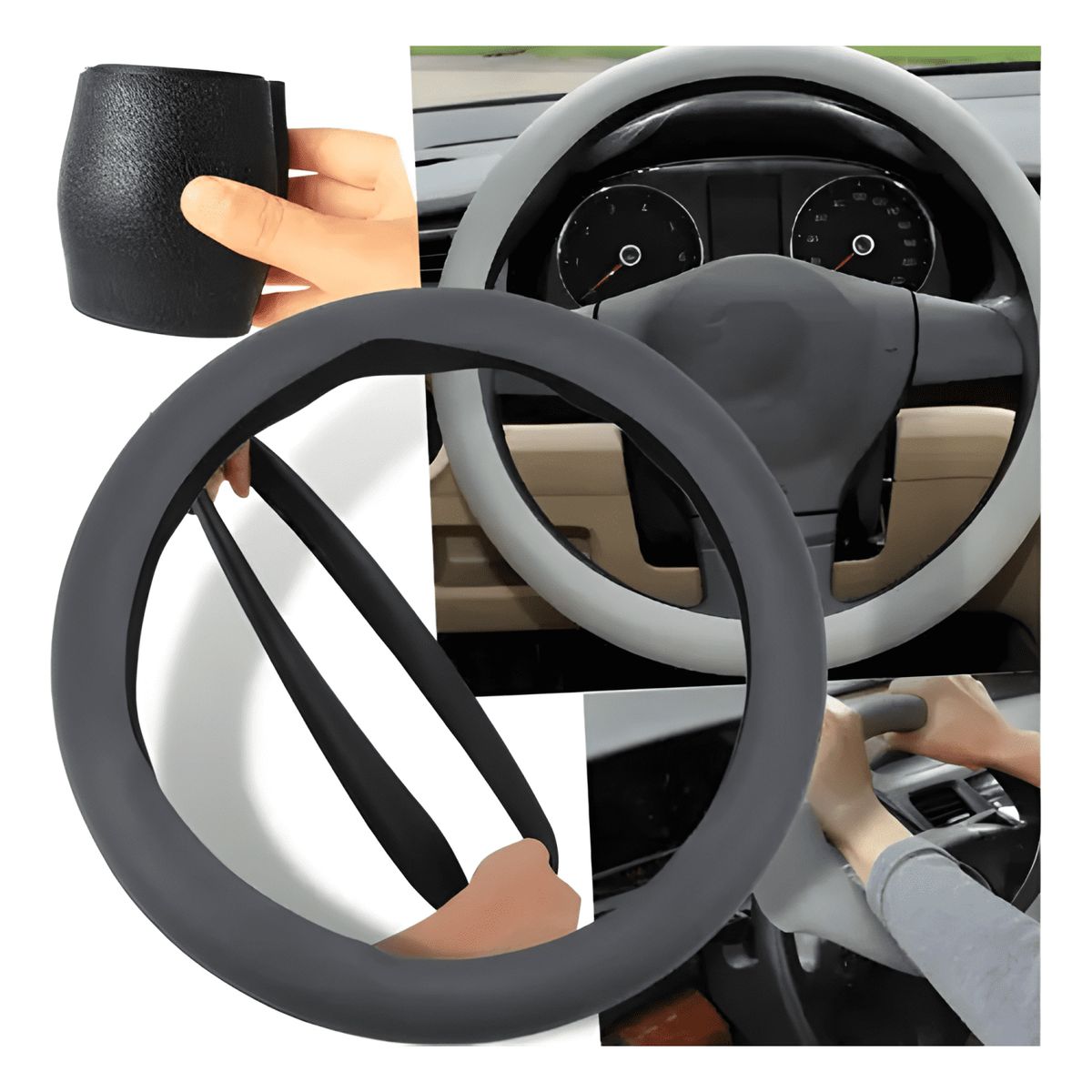 GENERICO - Funda Protectora de Volante Elástico Goma Antideslizante