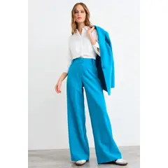 IO - Pantalon Liso Mujer Celeste