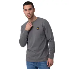 CAT - Polera Manga Larga Hombre Patch Gris