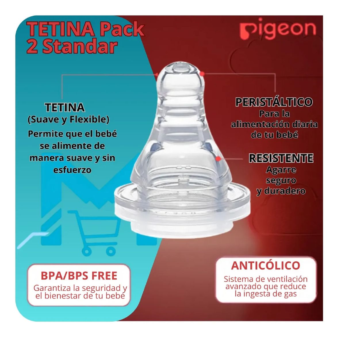 PIGEON - Tetina Pigeon Boca Estandar Talla Ll Silicona Anticolico