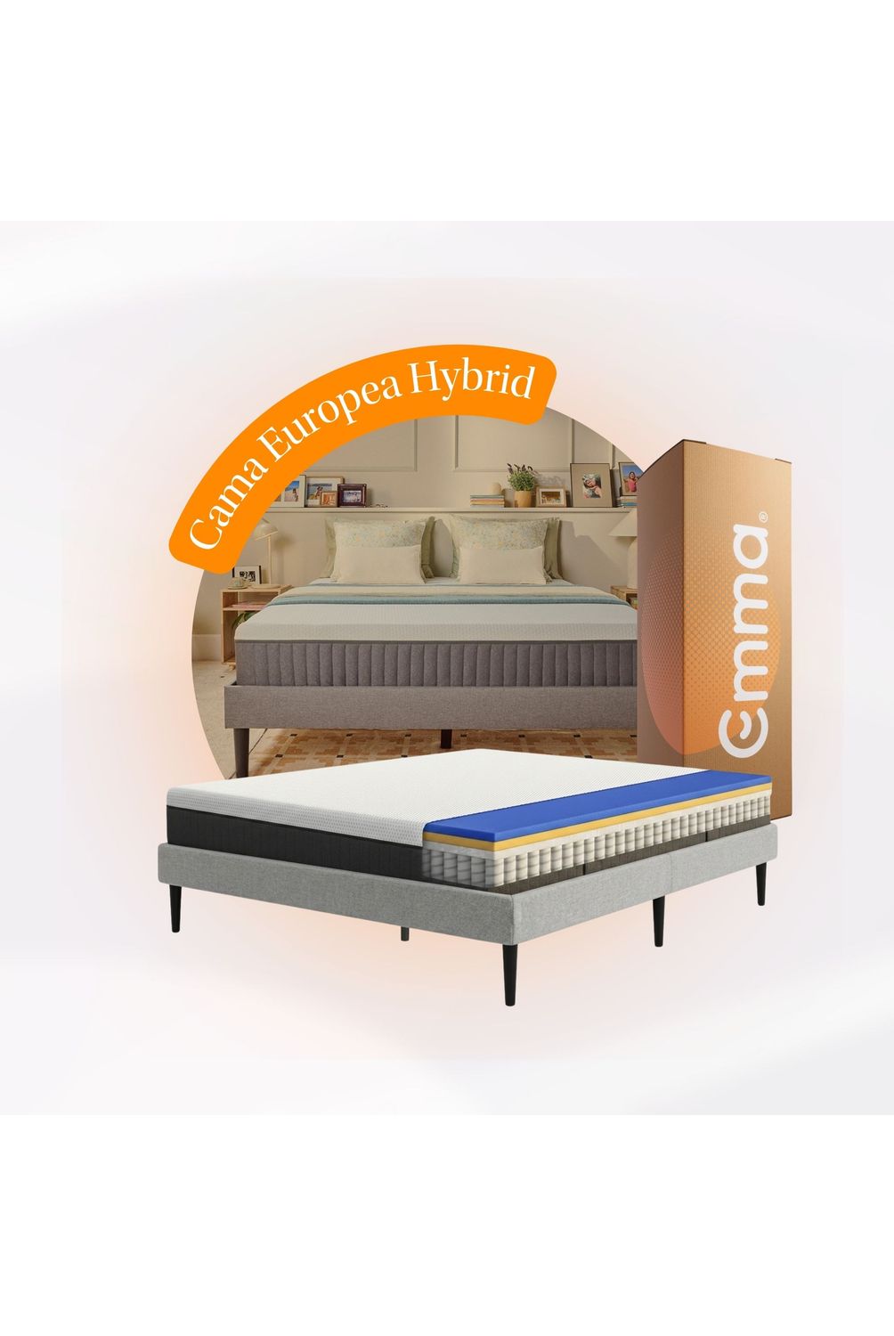 EMMA Cama Europea Hybrid 2 Plazas Plus | Falabella Chile