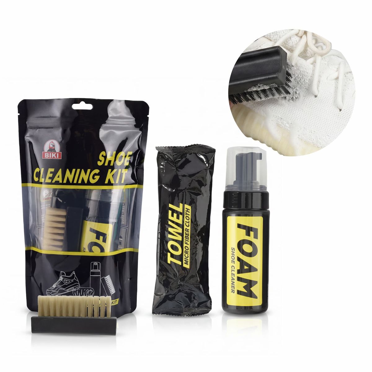 GENERICO - Kit Limpiador de Zapatillas Espuma Limpiadora, Cepillo y Toalla de Microfibra