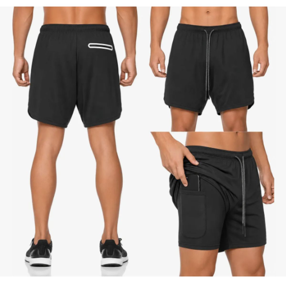 GENERICO - Short Deportivo Hombre Pantalones Cortos Secado Rápido Sport NEGRO