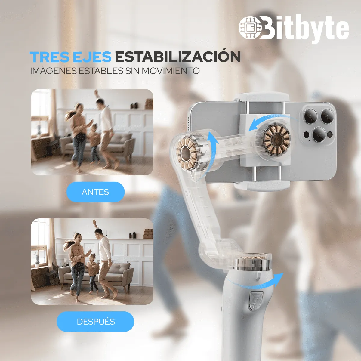 BITBYTE - Estabilizador 3 Ejes para Smartphones con Seguimiento Inteligente