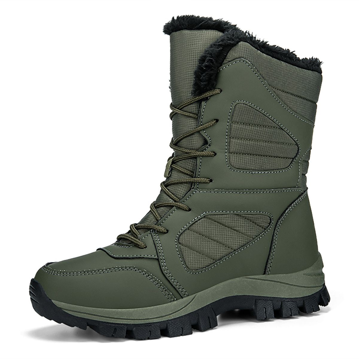 SHANDIAN - Botas Forradas Casual Mujer Verde