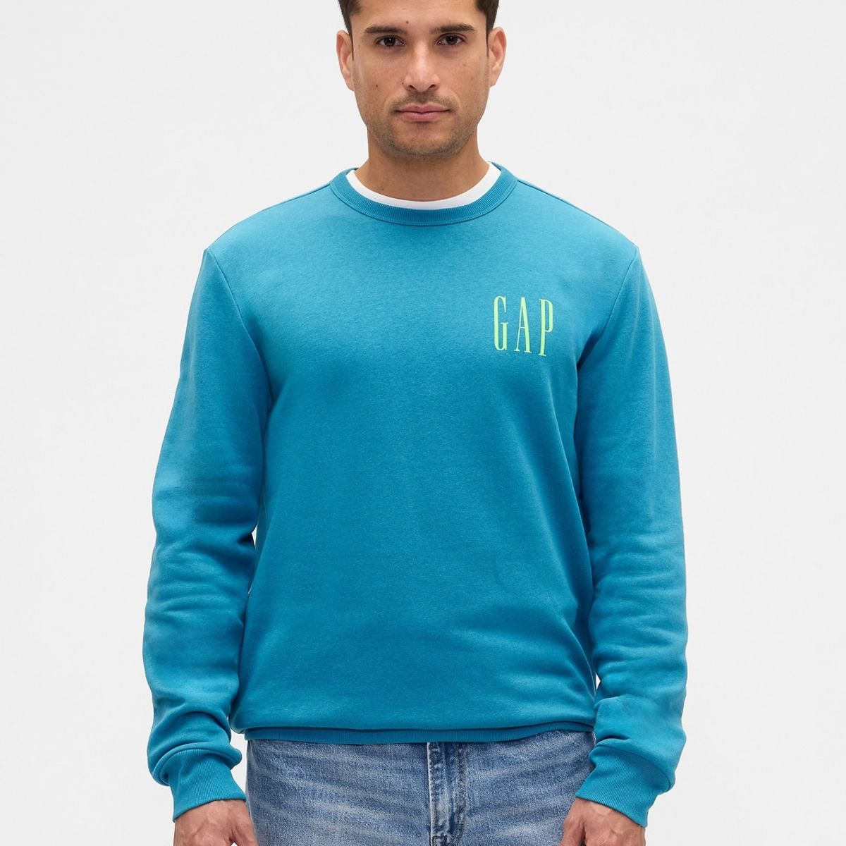 GAP - Polerón Hombre Gap Sin Gorro Logo Crew Verde